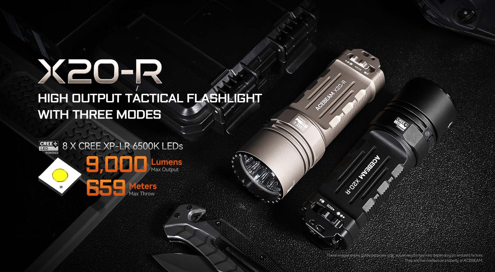 Acebeam X20 פנס טקטי עוצמתי עם 3 מצבים