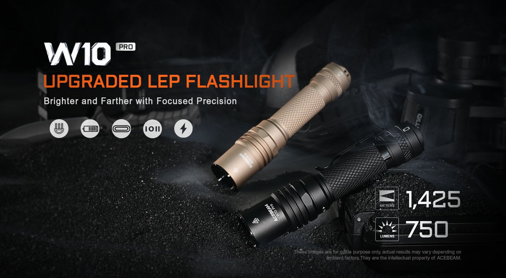 פנס LEP משופר Acebeam W10 Pro