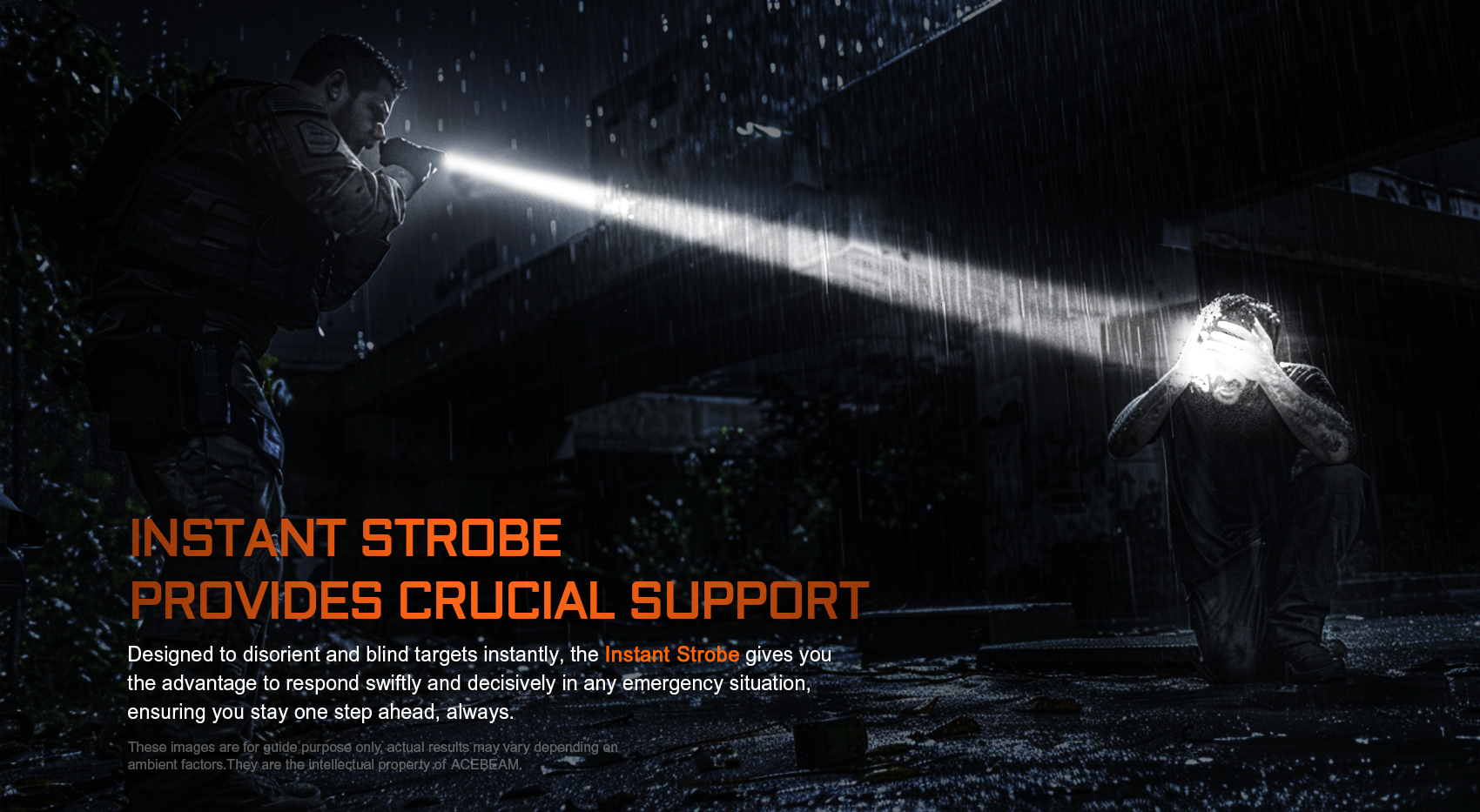 Acebeam W10 Pro יכול להיכנס למצב הבהוב (STROBE) לעזרה חיונית במצבים קריטיים
