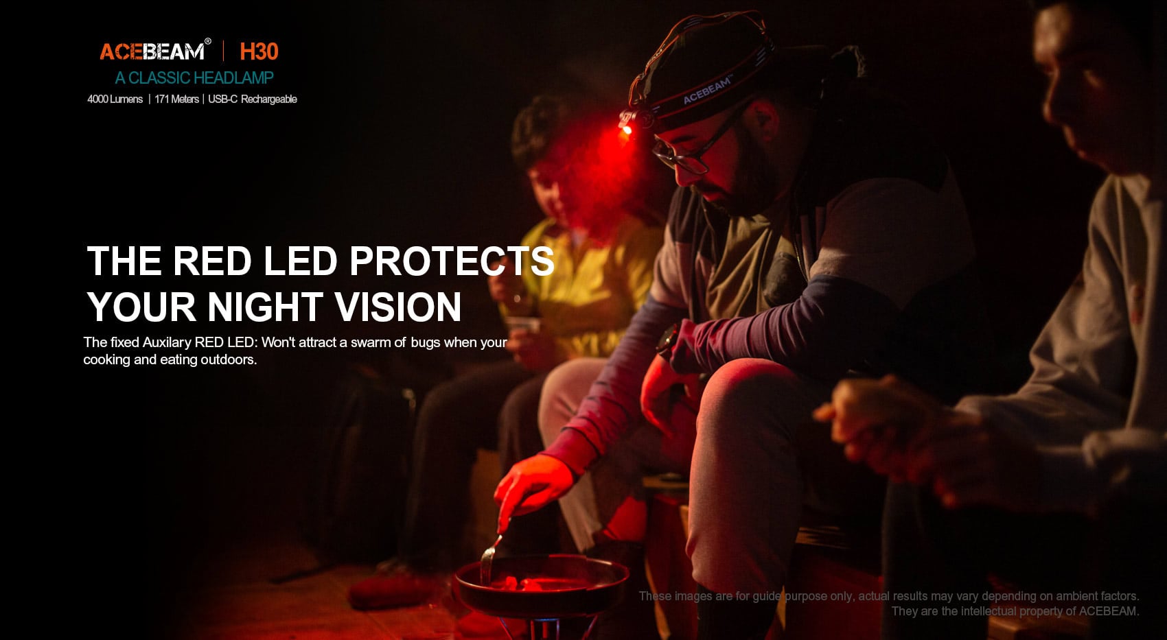 האור האדום של Acebeam H30 שומר על ראיית הלילה שלך