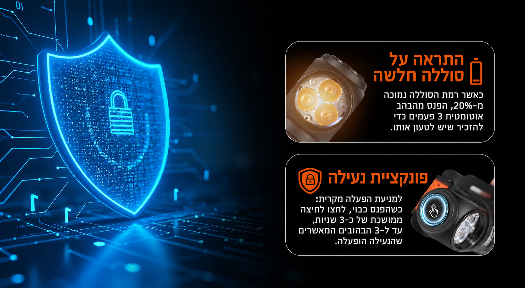 ACEBEAM H17 2.0 – התראת סוללה ונעילה – בעברית