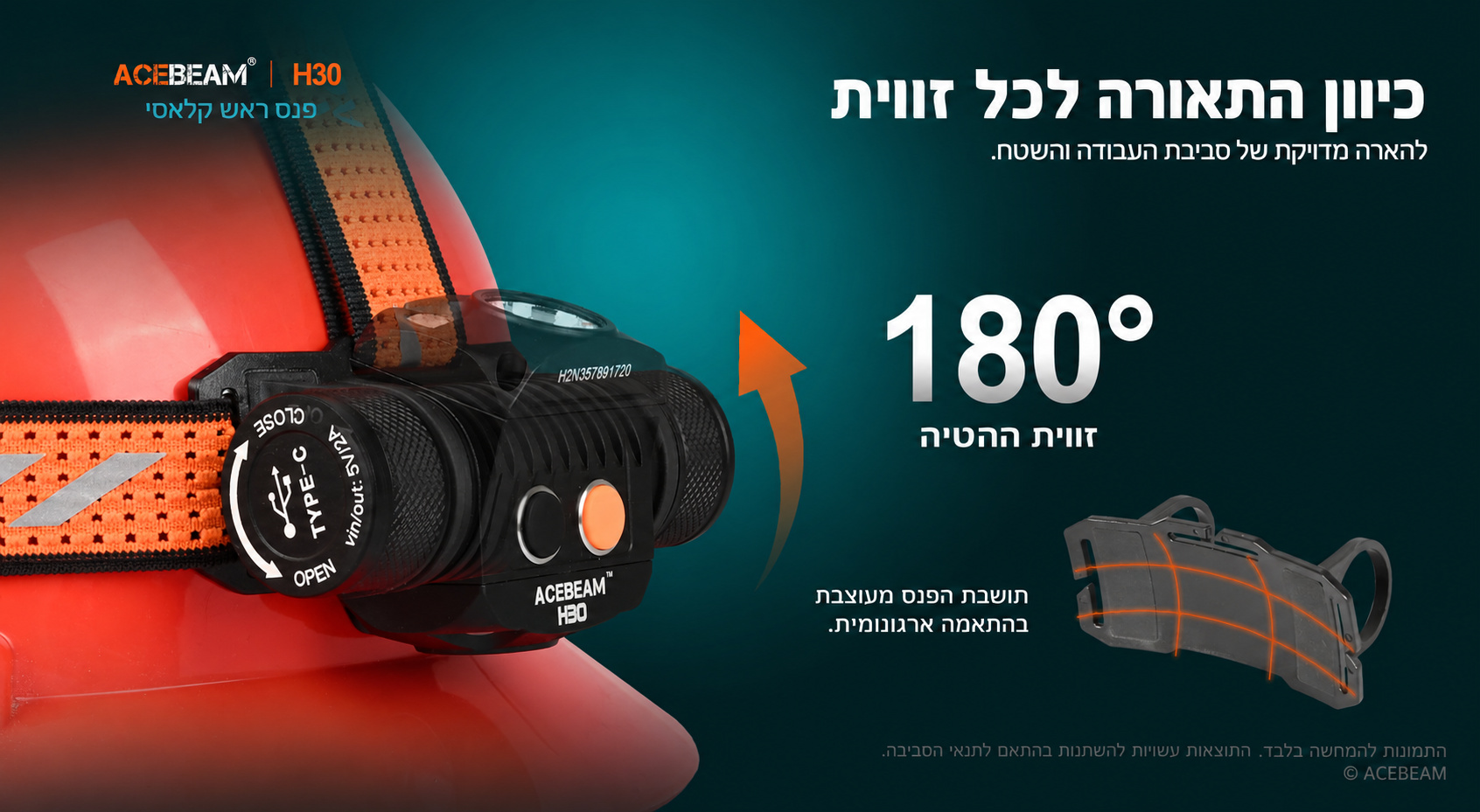 Acebeam H30 – זווית הטיה ותושבת ארגונומית בעברית