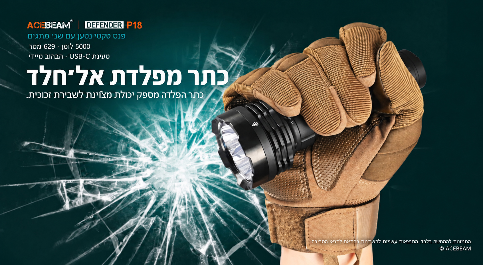 Acebeam P18 – כתר מפלדת אל חלד בעברית