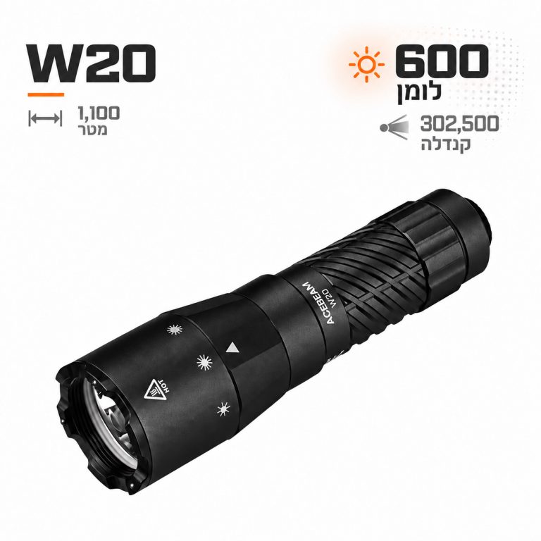 פנס LEP טקטי W20- מבט כללי עם נתוני עוצמה