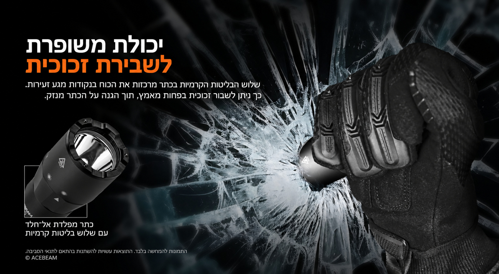 Acebeam W20 – כתר פלדה עם בליטות קרמיות בעברית