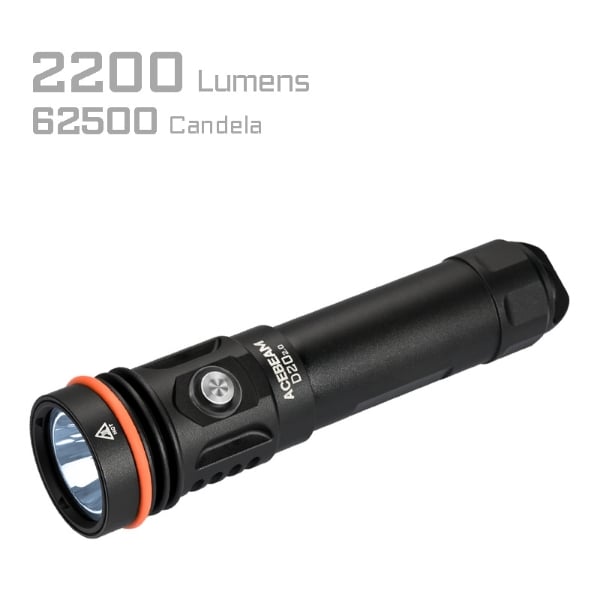 2.0 Acebeam D20- פנס צלילה עוצמתי ואיכותי מבט כללי עם נתונים