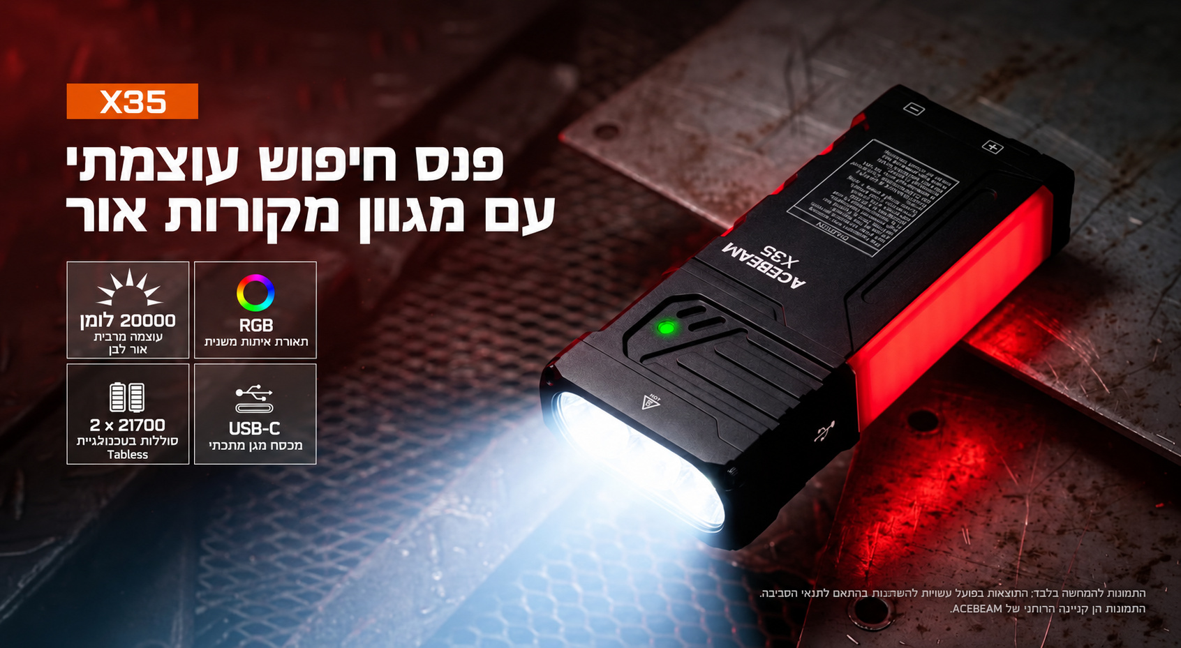 Acebeam X35 – סקירה ומקורות אור בעברית
