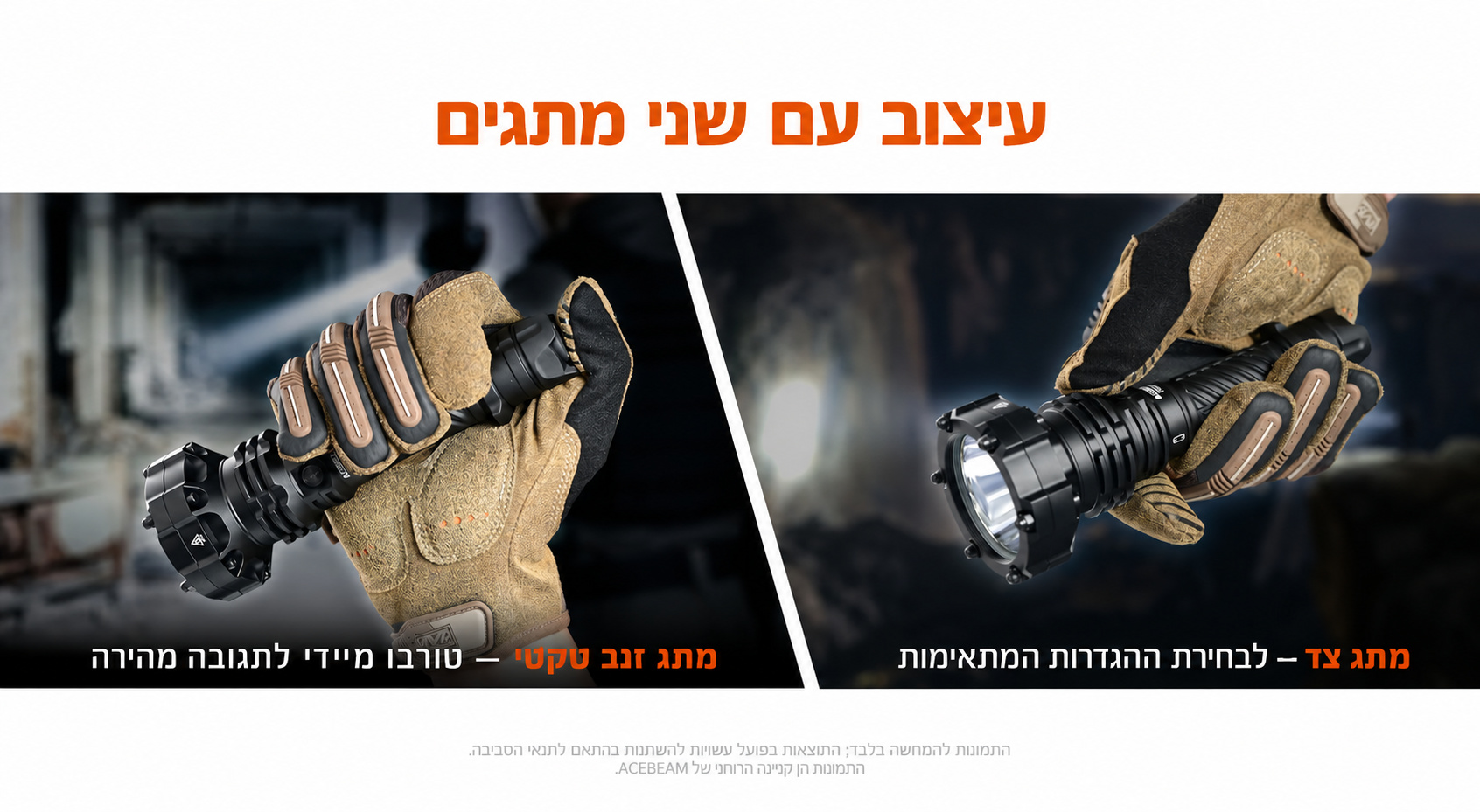 Acebeam P20 Mini – מתג זנב ומתג צד בעברית