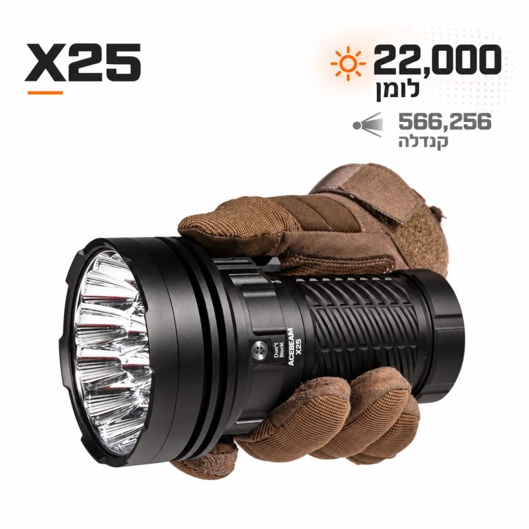 פנס עוצמתי לטווחים ארוכים X25- אחיזה בפנס