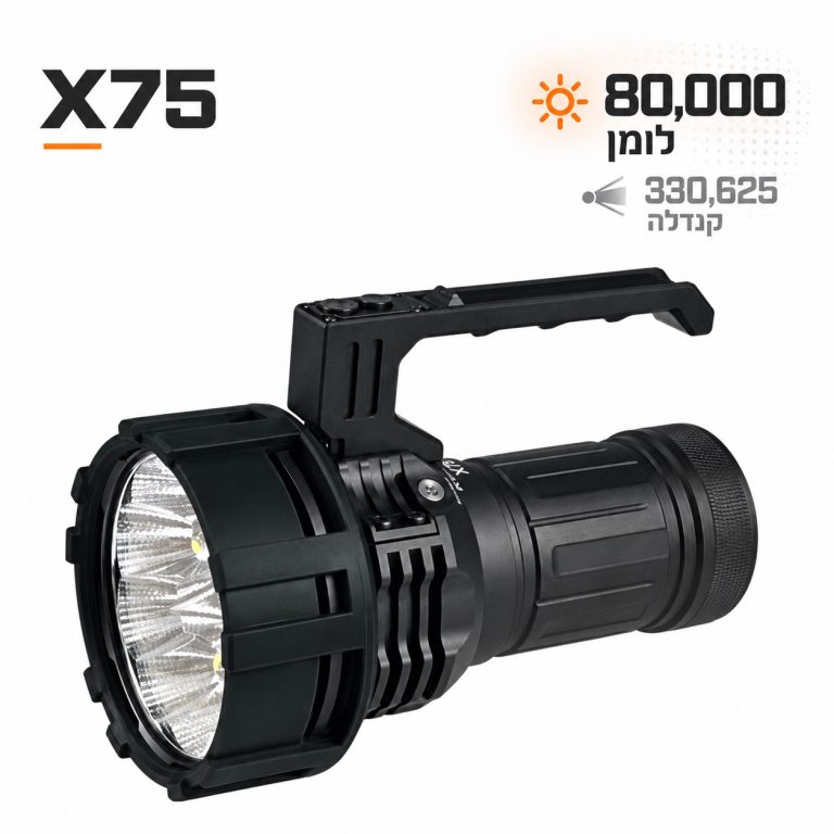 פנס הצפה עוצמתי X75- מבט כללי עם נתוני עוצמות